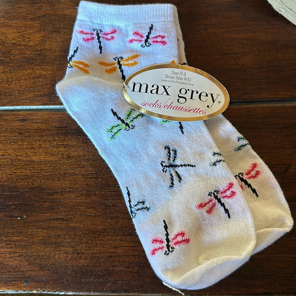 Max Grey Dragonfly Socks NWT